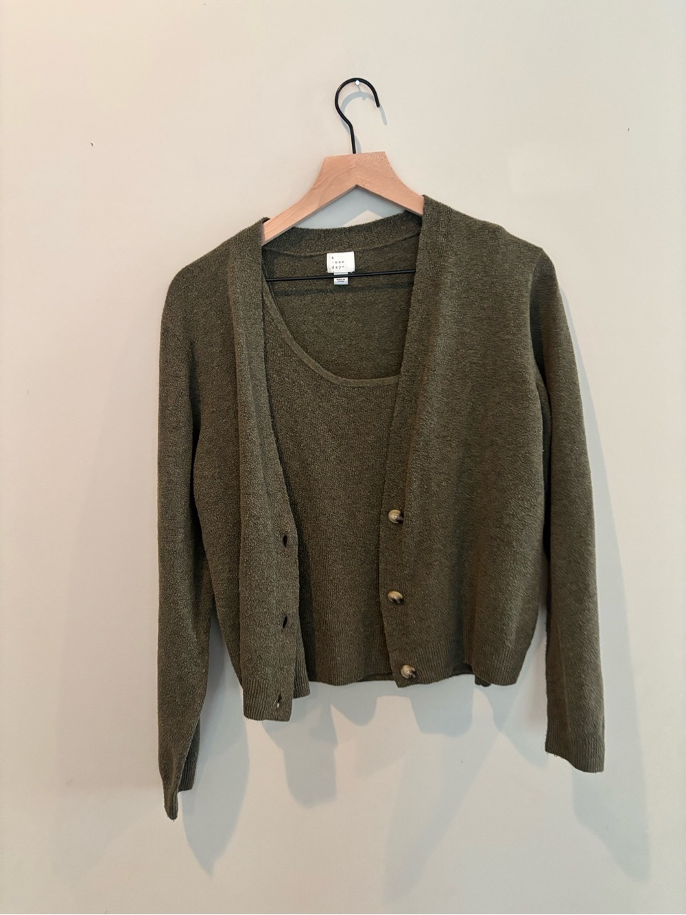 Cardigan set a new day Olive Green Knit Cardigan and Shell matching